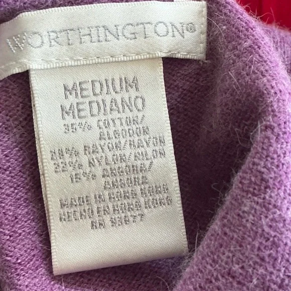 Vintage Worthington Purple Angora Cotton Blend Pearl Button Cardigan Sweater M - Picture 4 of 4